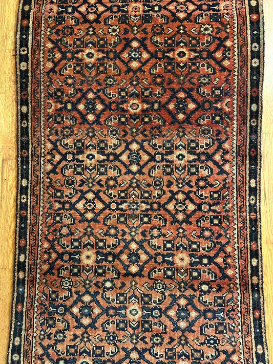 terracotta navy Vintage Kurdish Persian Runner