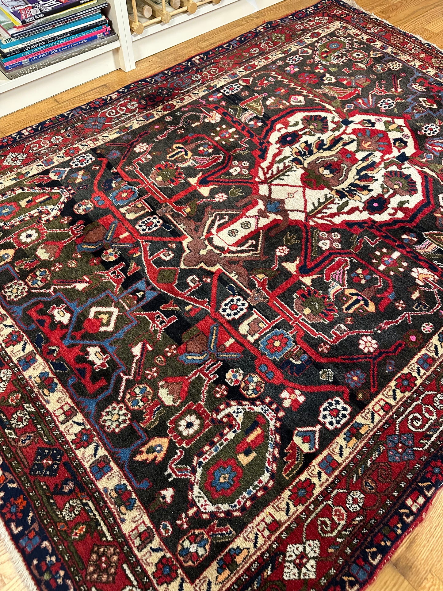 Vintage Heriz Persian Rug with bold geometric motifs