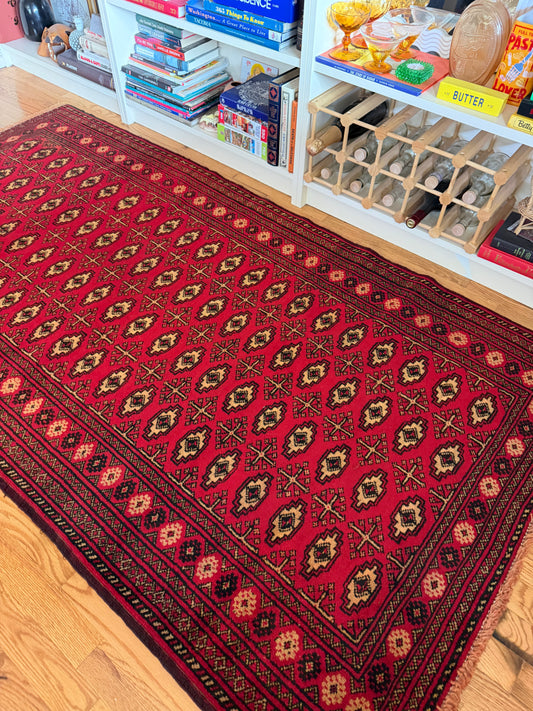 Garnet Gül | Vintage Turkmen Area Rug • 6'9" x 3'7"