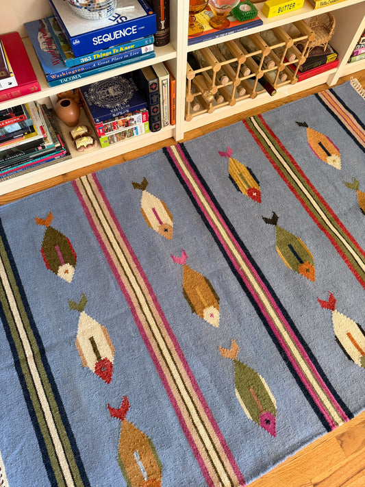Modern Wool Fish Rug | Blue Lagoon • 3'10" x 6'2"