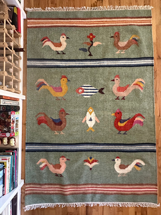 Folklore Bird Modern Wool Kilim - 4 x 6