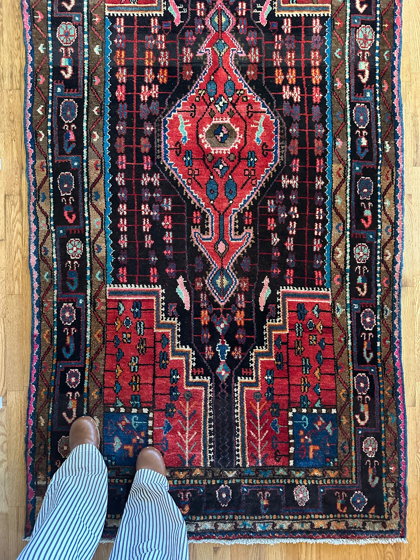 Midnight Hummingbird Vintage Hamadan Rug - 4’1” x 8’7”