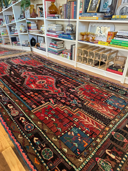 Midnight Hummingbird Vintage Hamadan Rug - 4’1” x 8’7”