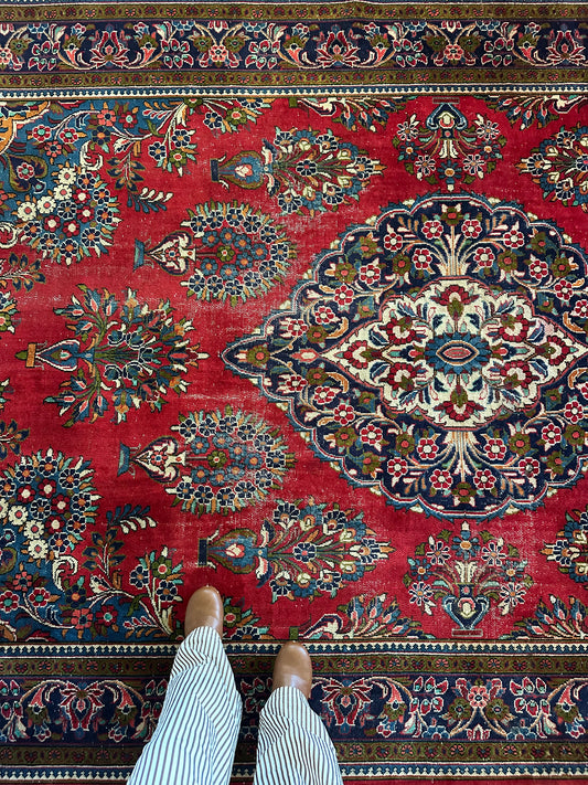 Large Vintage Heirloom Bouquet Persian Rug - 7'2" x 11'