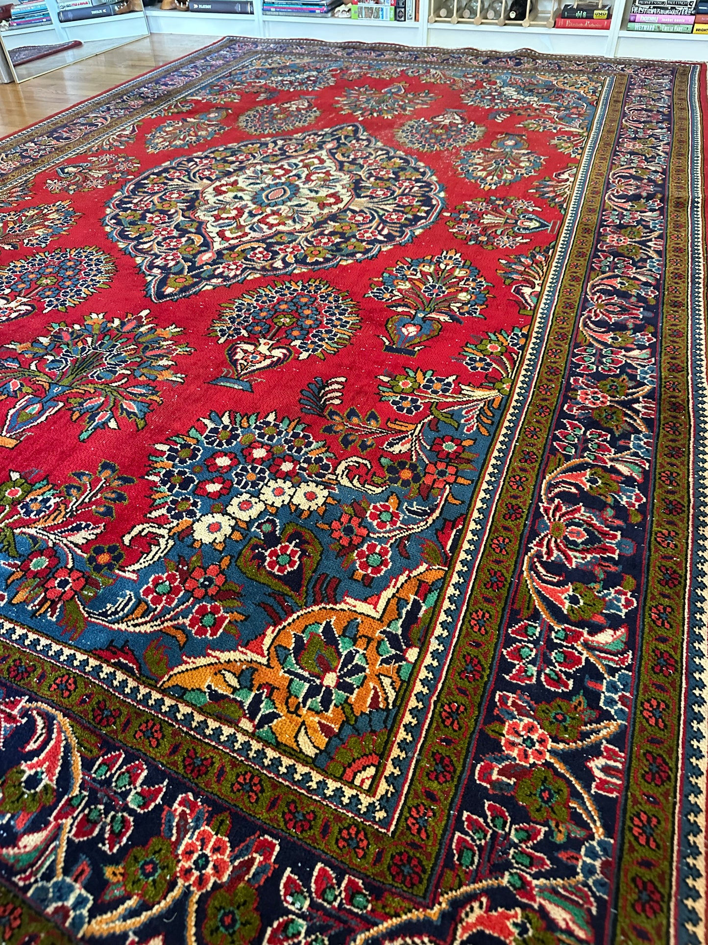 Large Vintage Heirloom Bouquet Persian Rug - 7'2" x 11'