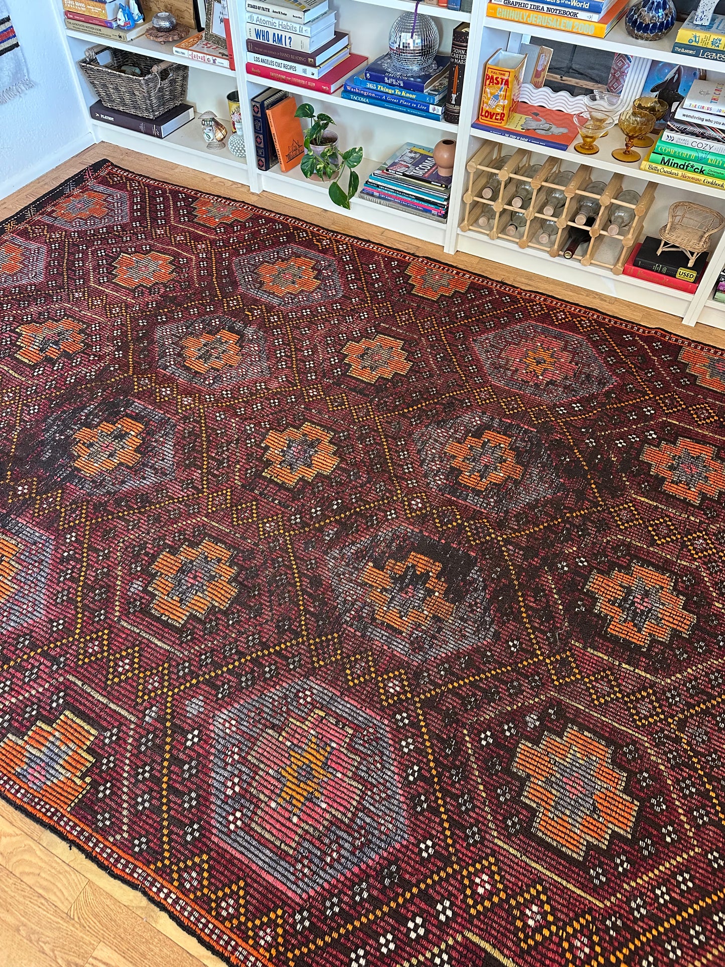 Vintage Saffron Medallion Kilim Area Rug