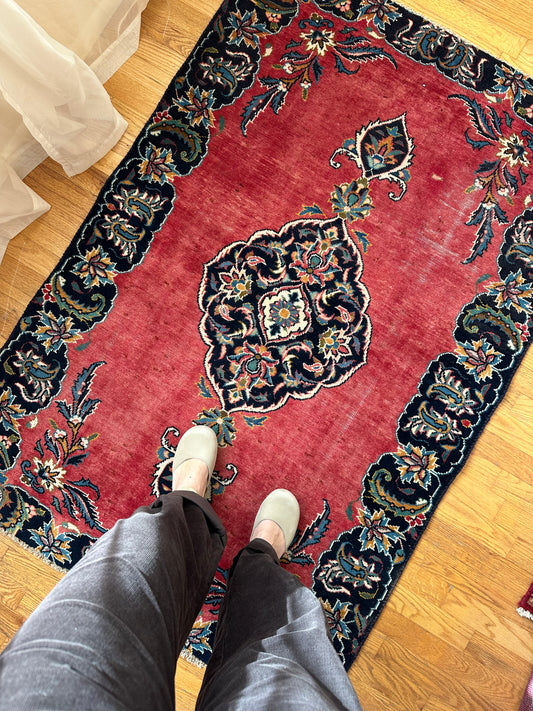 Vintage Persian Kerman Rug – 3’5” x 5’2”