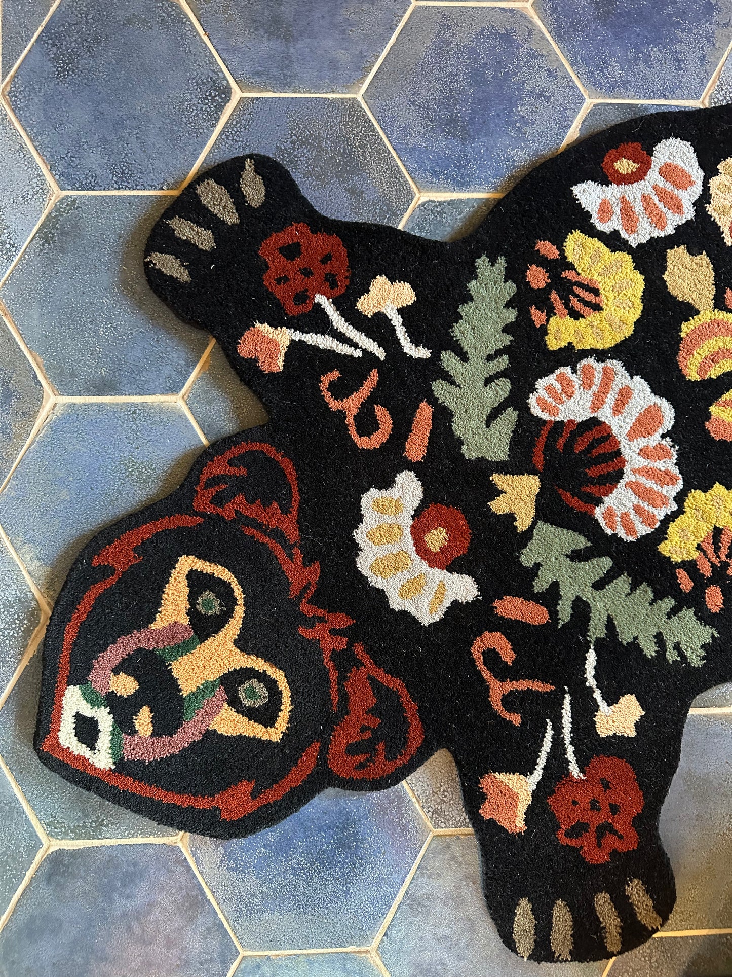 Folk Bear Rug - Modern Wool Tufted Accent Rug - 3 x 5