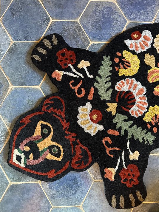 Folk Bear Rug - Modern Wool Tufted Accent Rug - 3 x 5