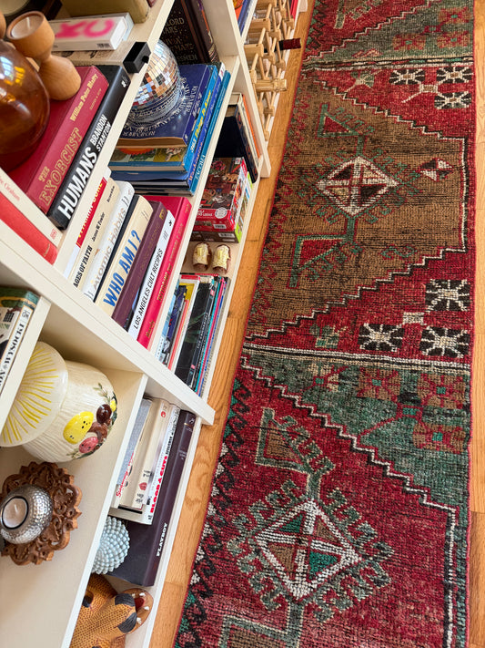 Juniper Trail Runner - Vintage Wool Flatweave Kilim Runner - 1'10" x 10'2"