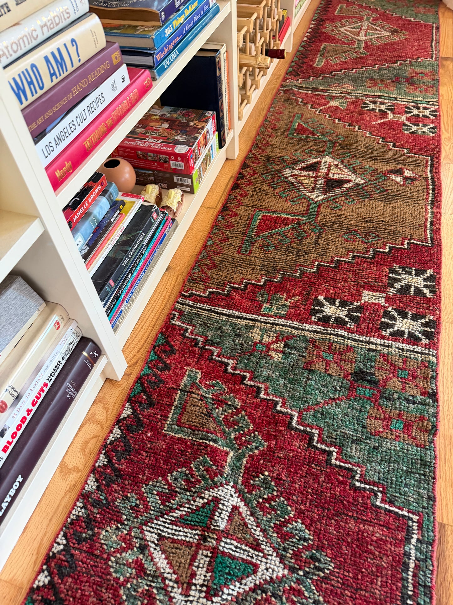 Juniper Trail Runner - Vintage Wool Flatweave Kilim Runner - 1'10" x 10'2"