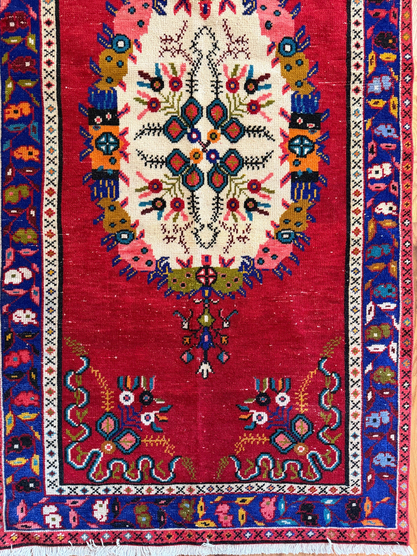 Wildflower Jubilee - Vintage Turkish Guney Area Rug - 7'1" x 3'4"