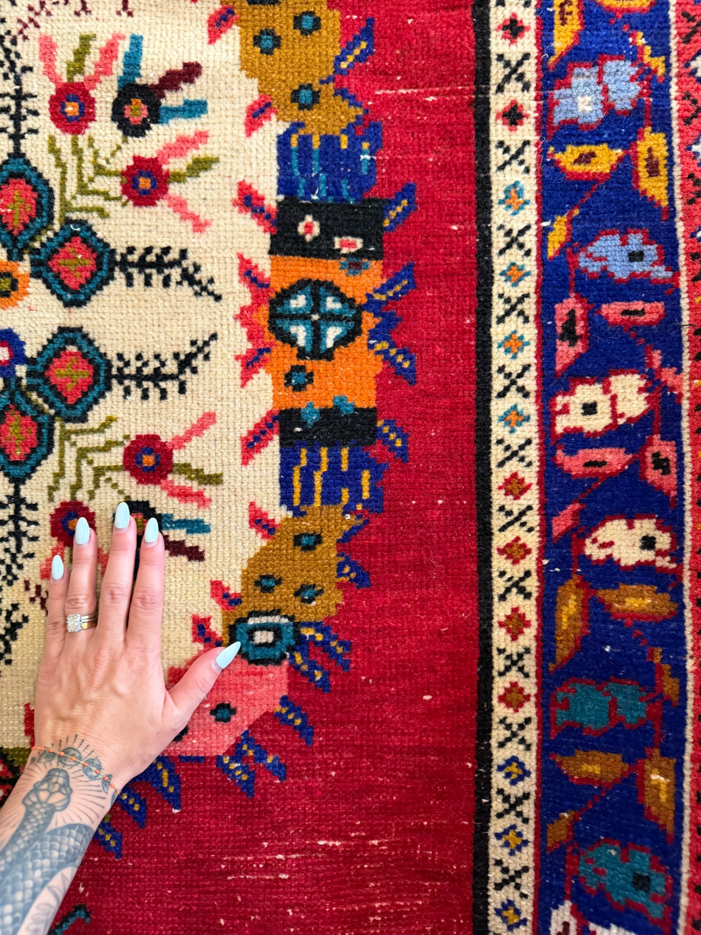 Wildflower Jubilee - Vintage Turkish Guney Area Rug - 7'1" x 3'4"