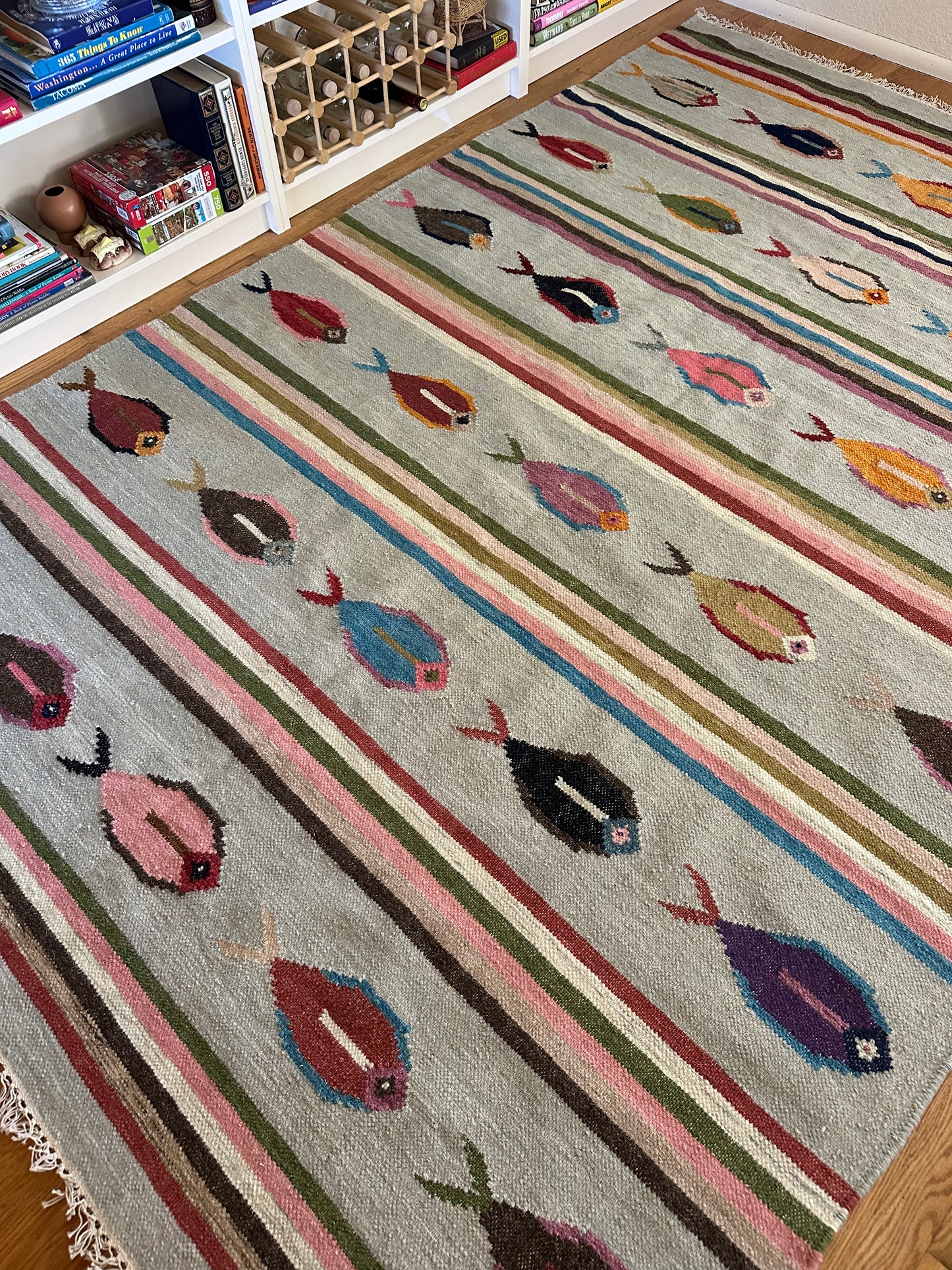 Sea Glass Parade Rug- Large Modern Wool Area Rug - 6 x 9