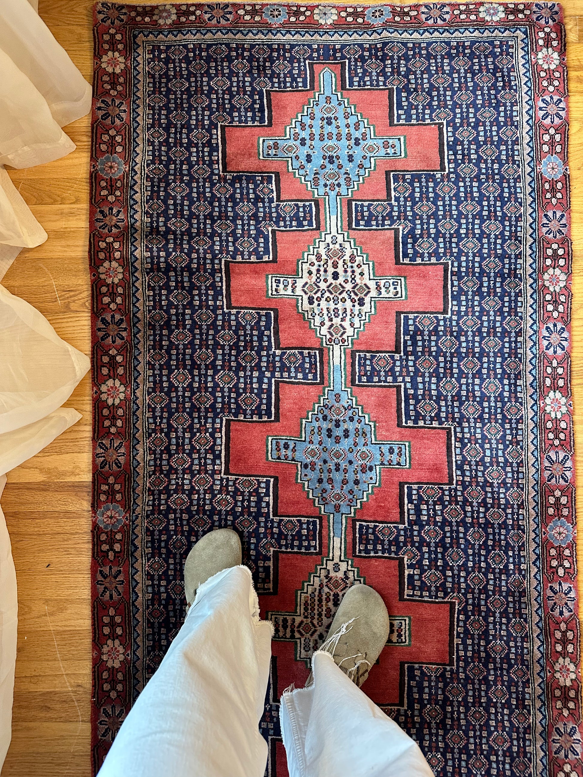 geometric medallion Vintage Kurdish Persian Runner