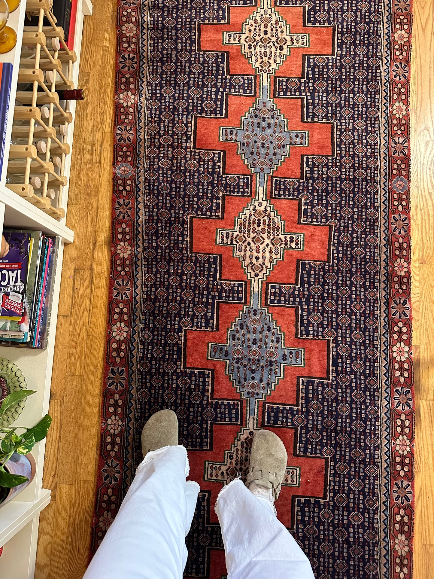 geometric medallion Vintage Kurdish Persian Runner