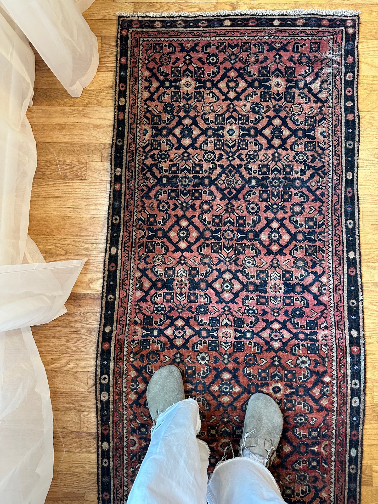 terracotta navy Vintage Kurdish Persian Runner