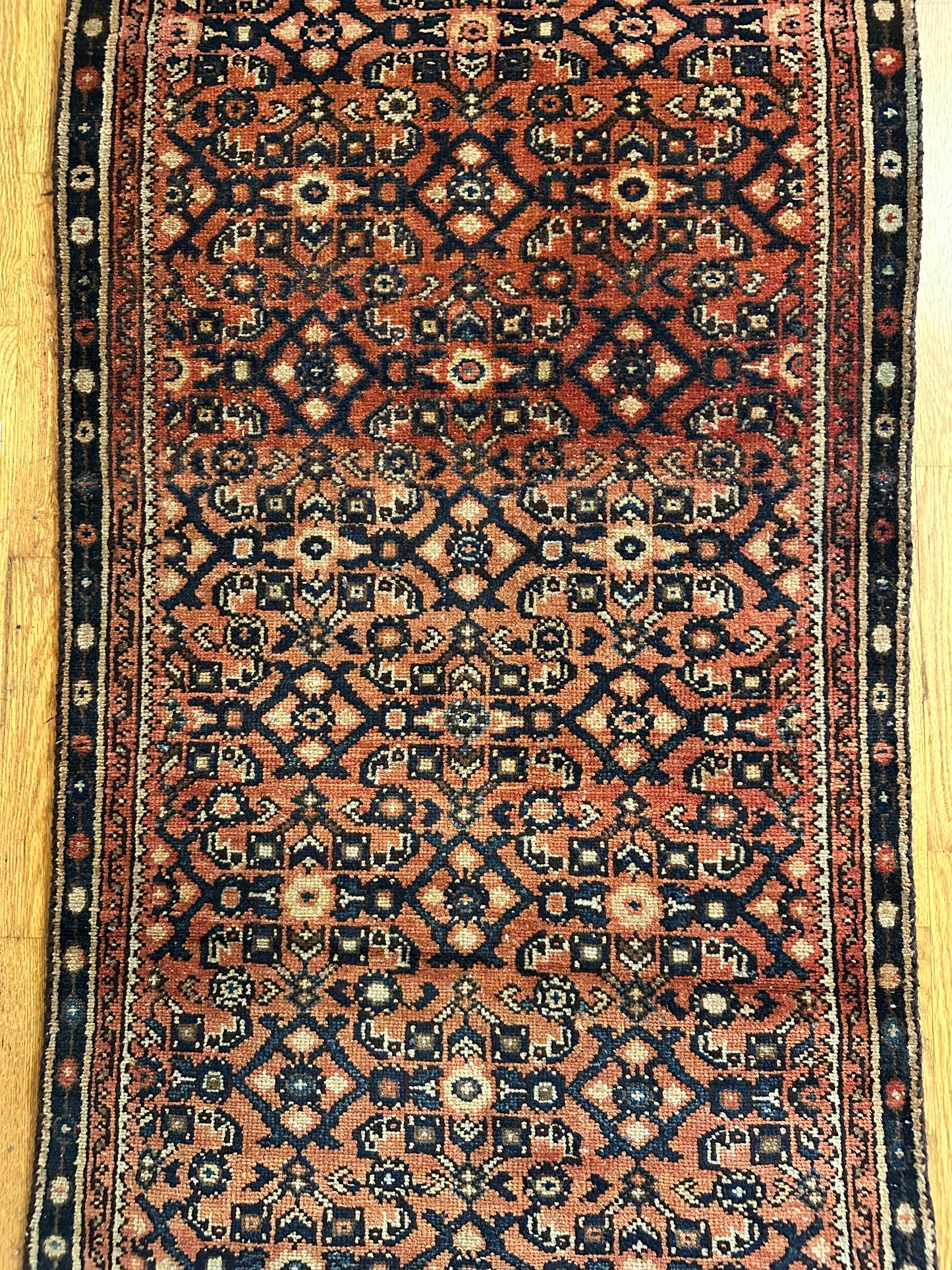 terracotta navy Vintage Kurdish Persian Runner