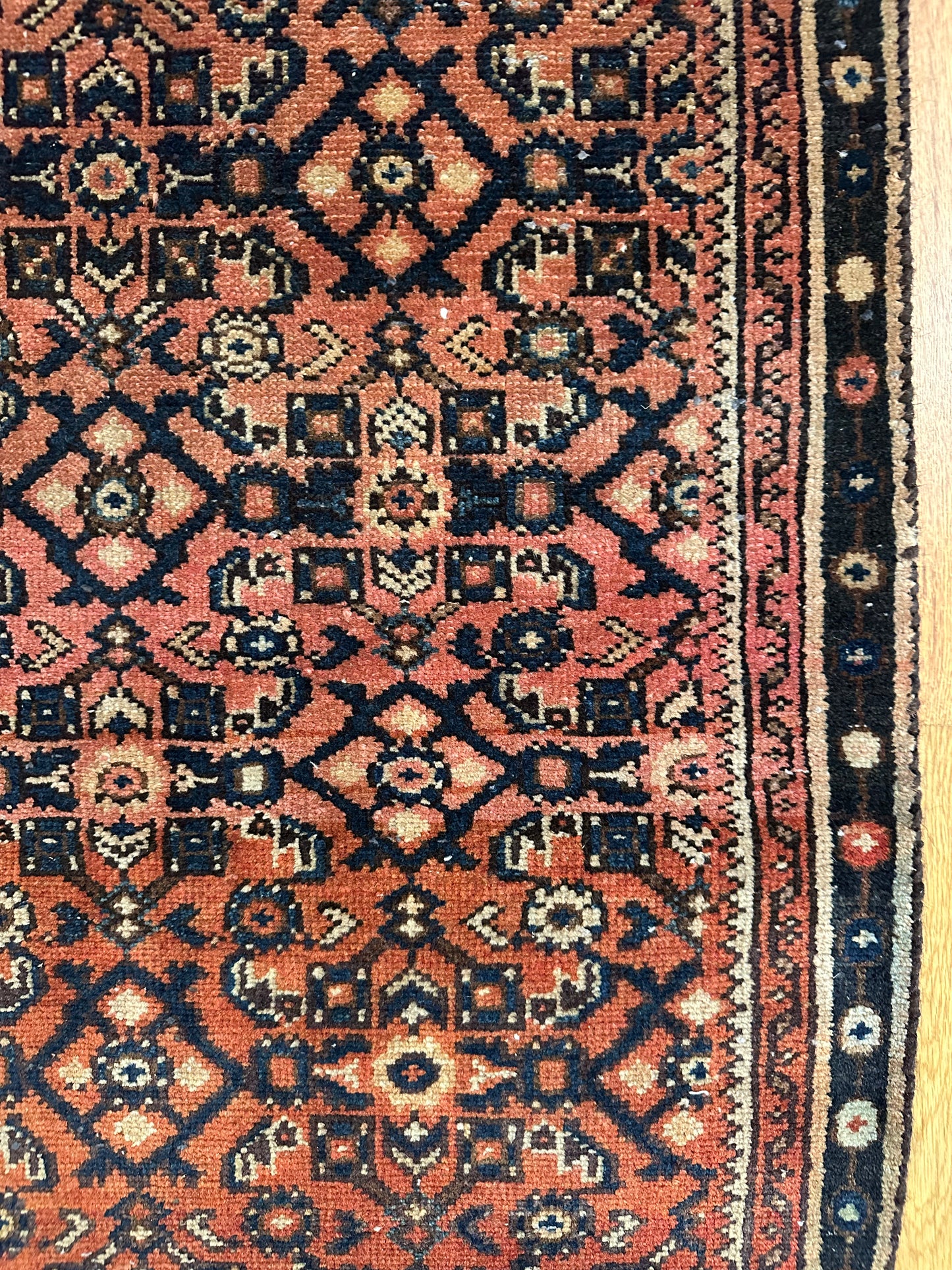 terracotta navy Vintage Kurdish Persian Runner