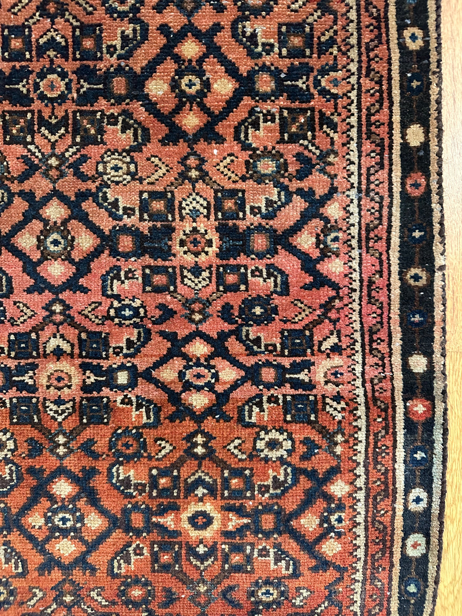 terracotta navy Vintage Kurdish Persian Runner
