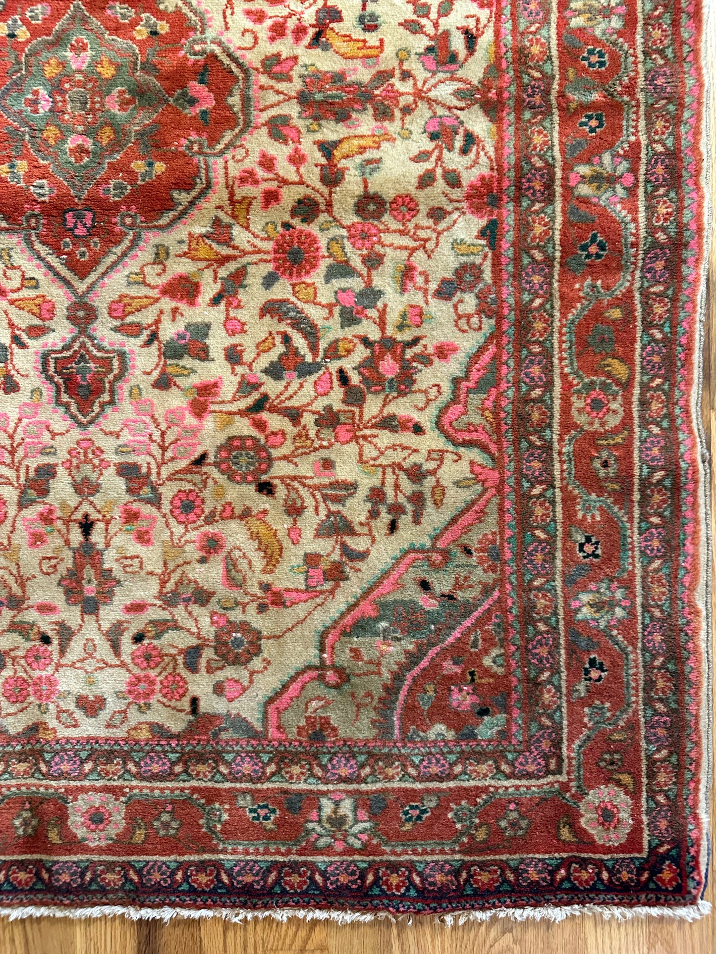 Vintage Persian Floral Accent Rug