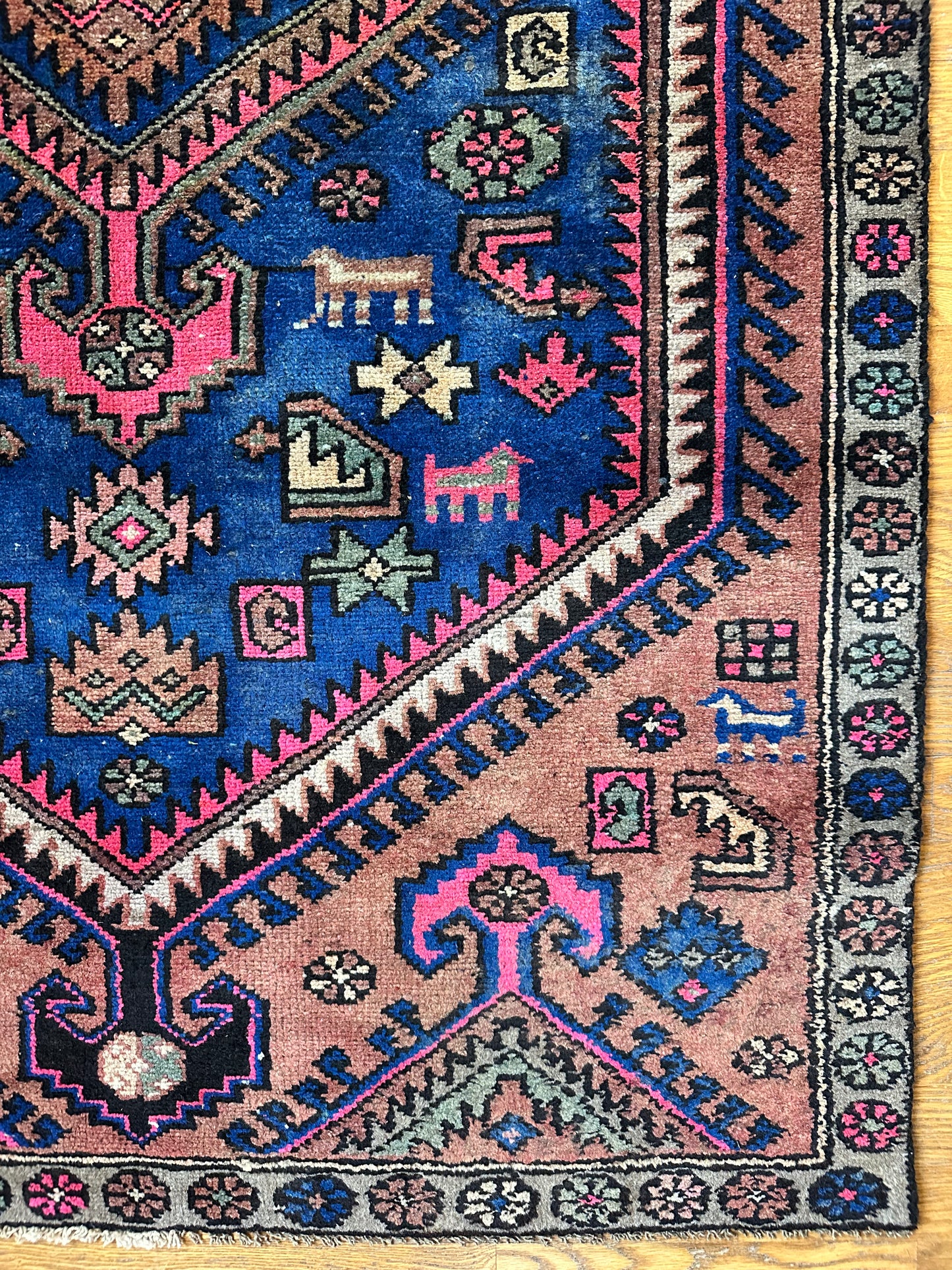 Bold colored vintage herki rug