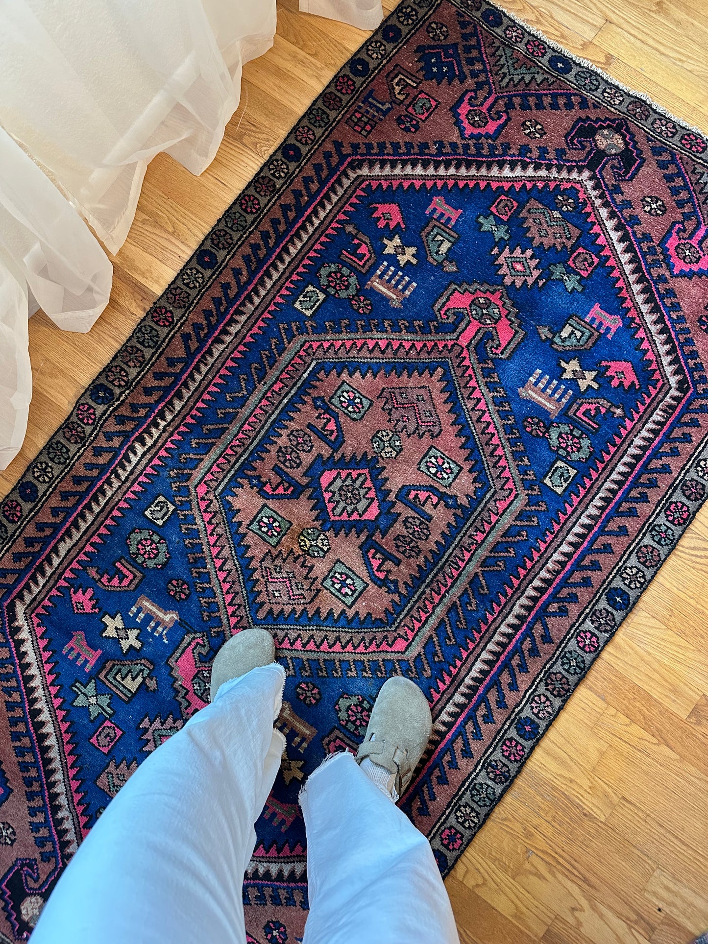Bold colored vintage herki rug