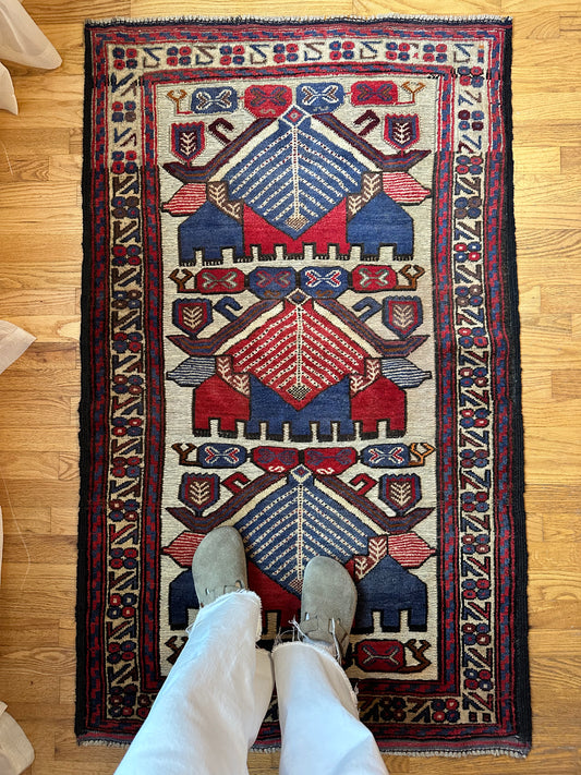 Vintage Kurdish Tribal Rug | 5’ x 3’