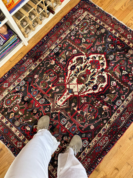 Vintage Heriz Persian Rug with bold geometric motifs