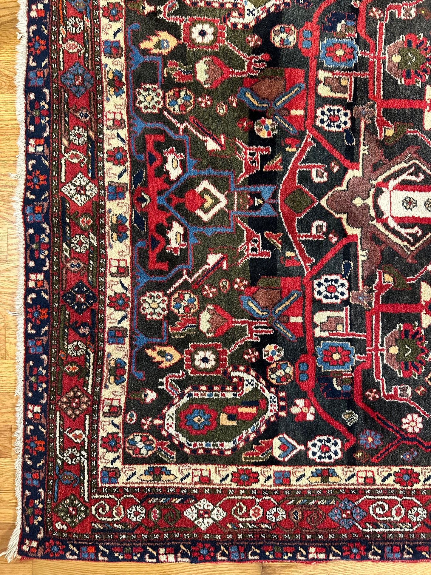 Vintage Heriz Persian Rug with bold geometric motifs