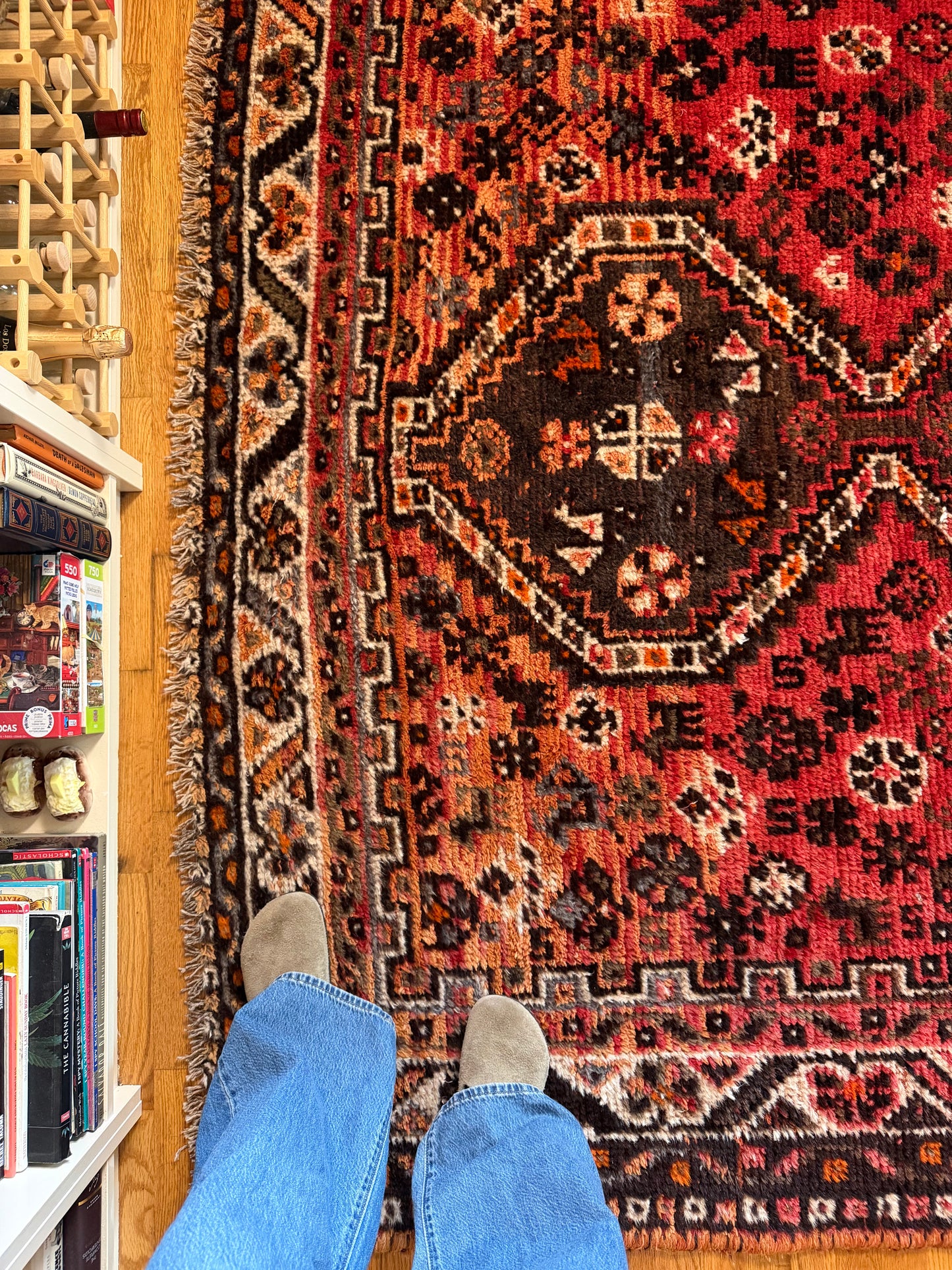 Shirin Safron | Vintage Persian Qashqai Rug - 8'10' x 6'11'