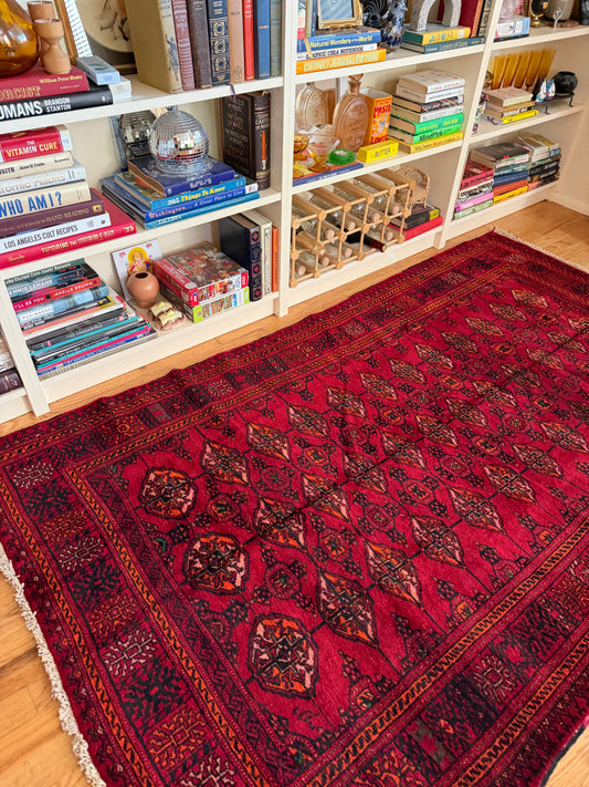 Vintage Afghan Bokhara Rug - 7' x 4'2"