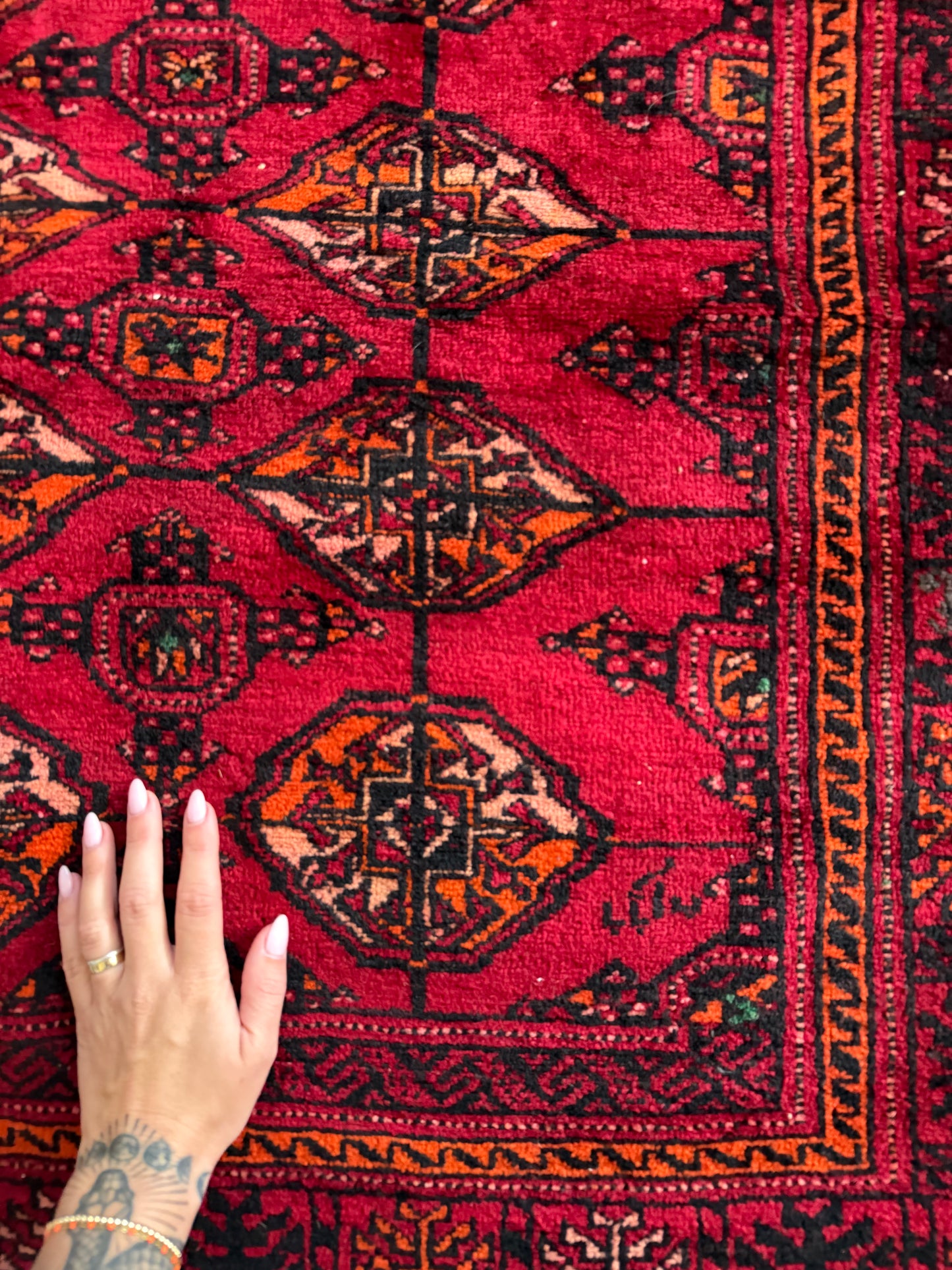 Vintage Afghan Bokhara Rug - 7' x 4'2"