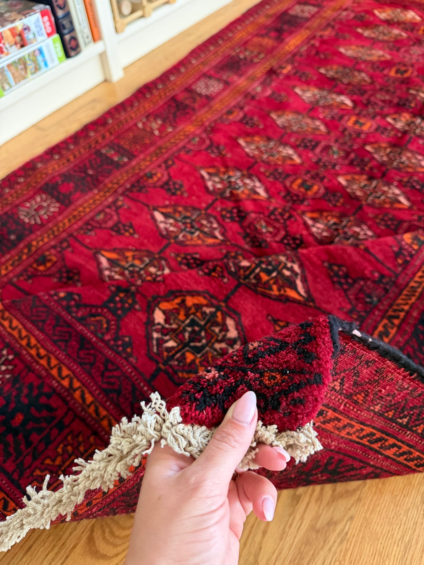 Vintage Afghan Bokhara Rug - 7' x 4'2"