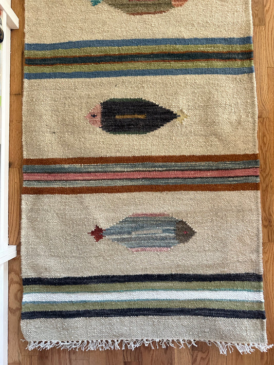 Little School of Fish Runner - Modern Wool Kilim - 2'6" x 6'