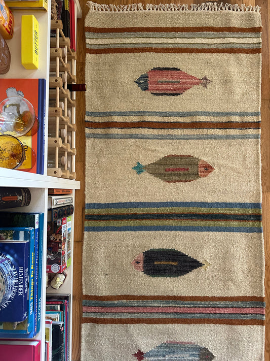 Little School of Fish Runner - Modern Wool Kilim - 2'6" x 6'