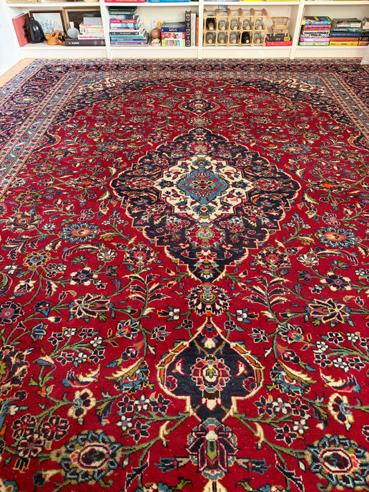 The Poppy House | Vintage Persian Kashan Rug • 9'7" x 13'1"