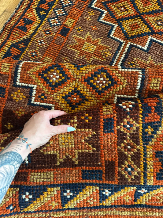 Mesa - Vintage Wool Herki Runner - 2'8" × 10'6"