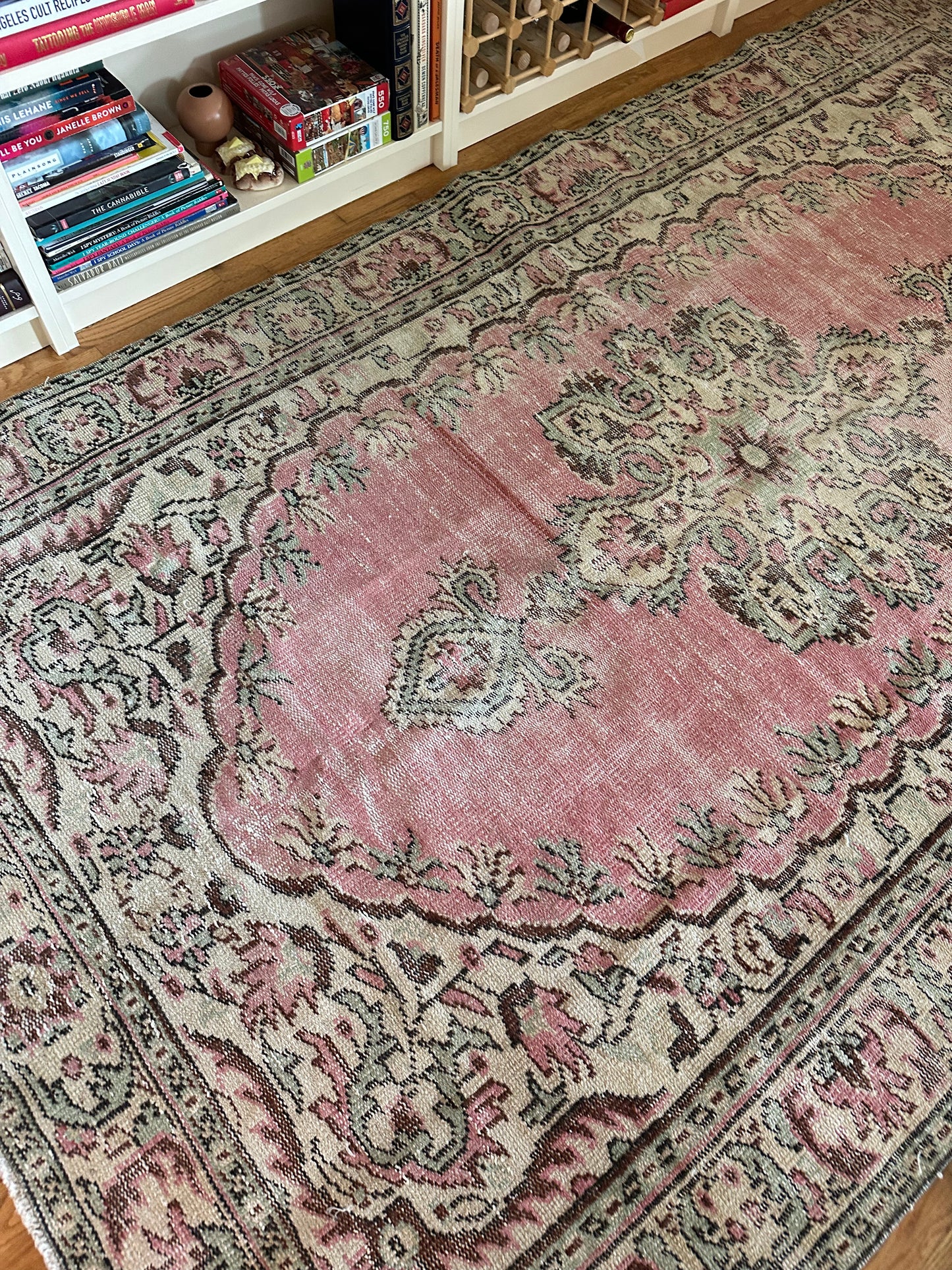 Rosewater - Vintage Low-Pile Wool Rug - 5'2" × 9'1