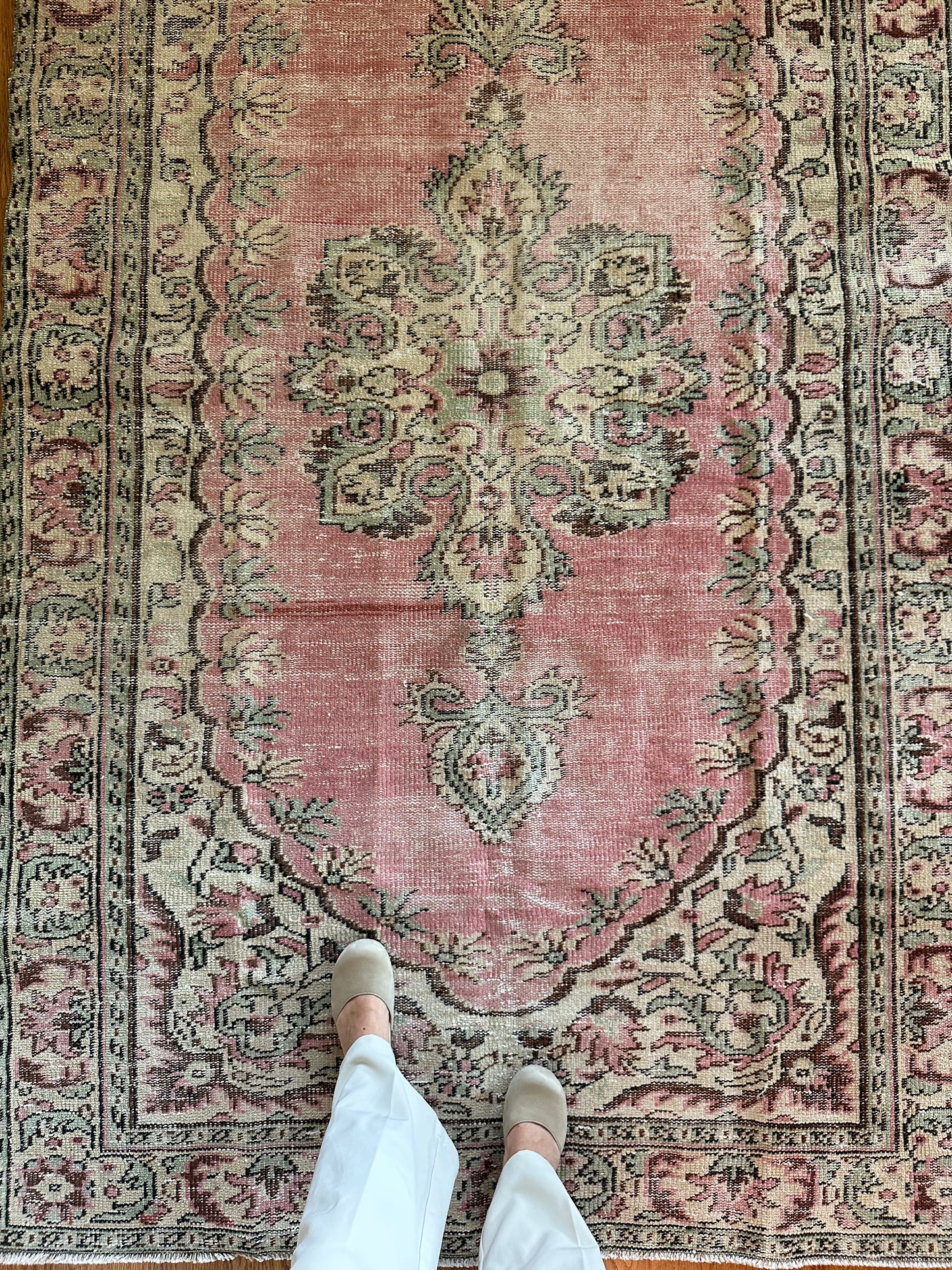 Rosewater - Vintage Low-Pile Wool Rug - 5'2" × 9'1