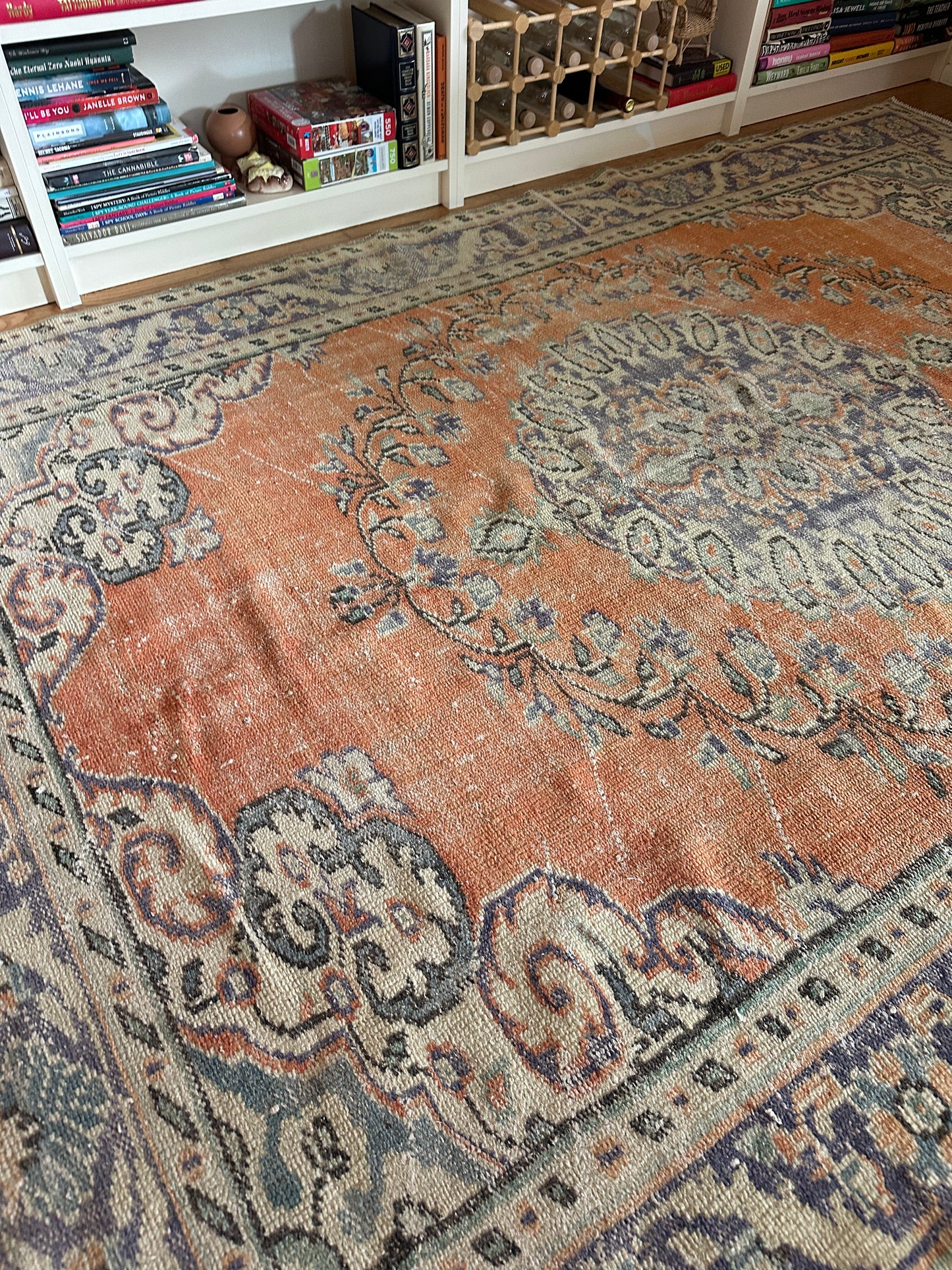 Terracotta Bloom - Vintage Low-Pile Wool Rug - 5'9" × 8'9"