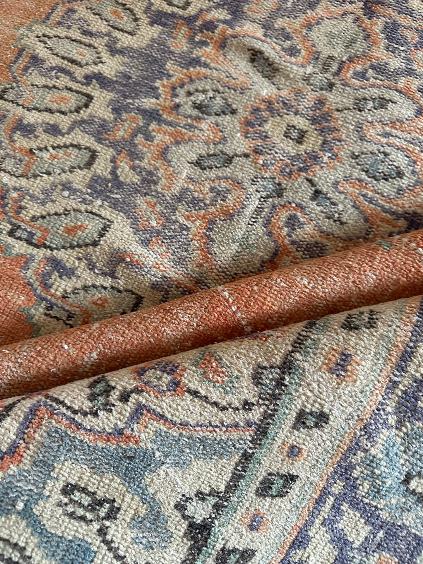 Terracotta Bloom - Vintage Low-Pile Wool Rug - 5'9" × 8'9"