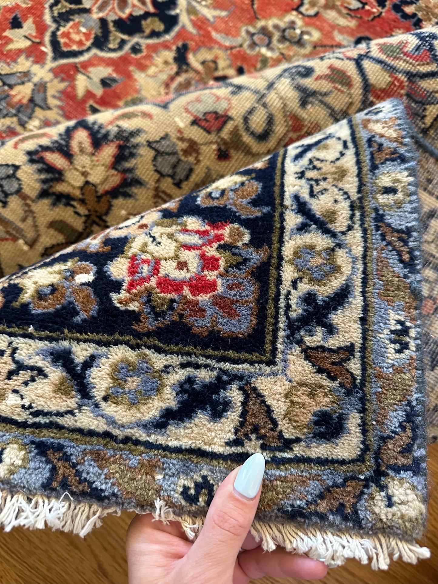 Rosewood Kashan - Vintage Hand-Knotted Persian Kashan Wool Rug - 11'8" x 8'