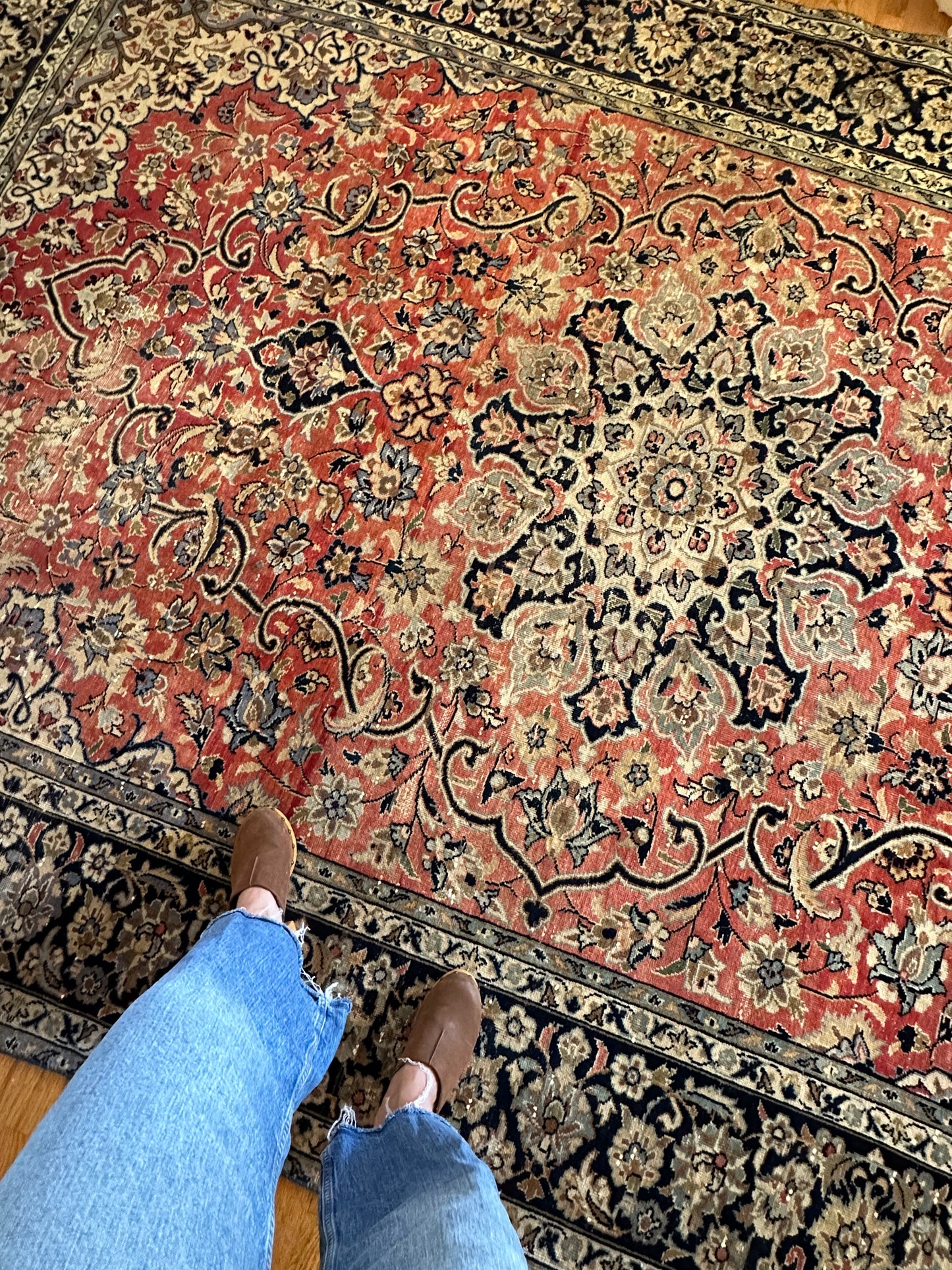 Rosewood Kashan - Vintage Hand-Knotted Persian Kashan Wool Rug - 11'8" x 8'