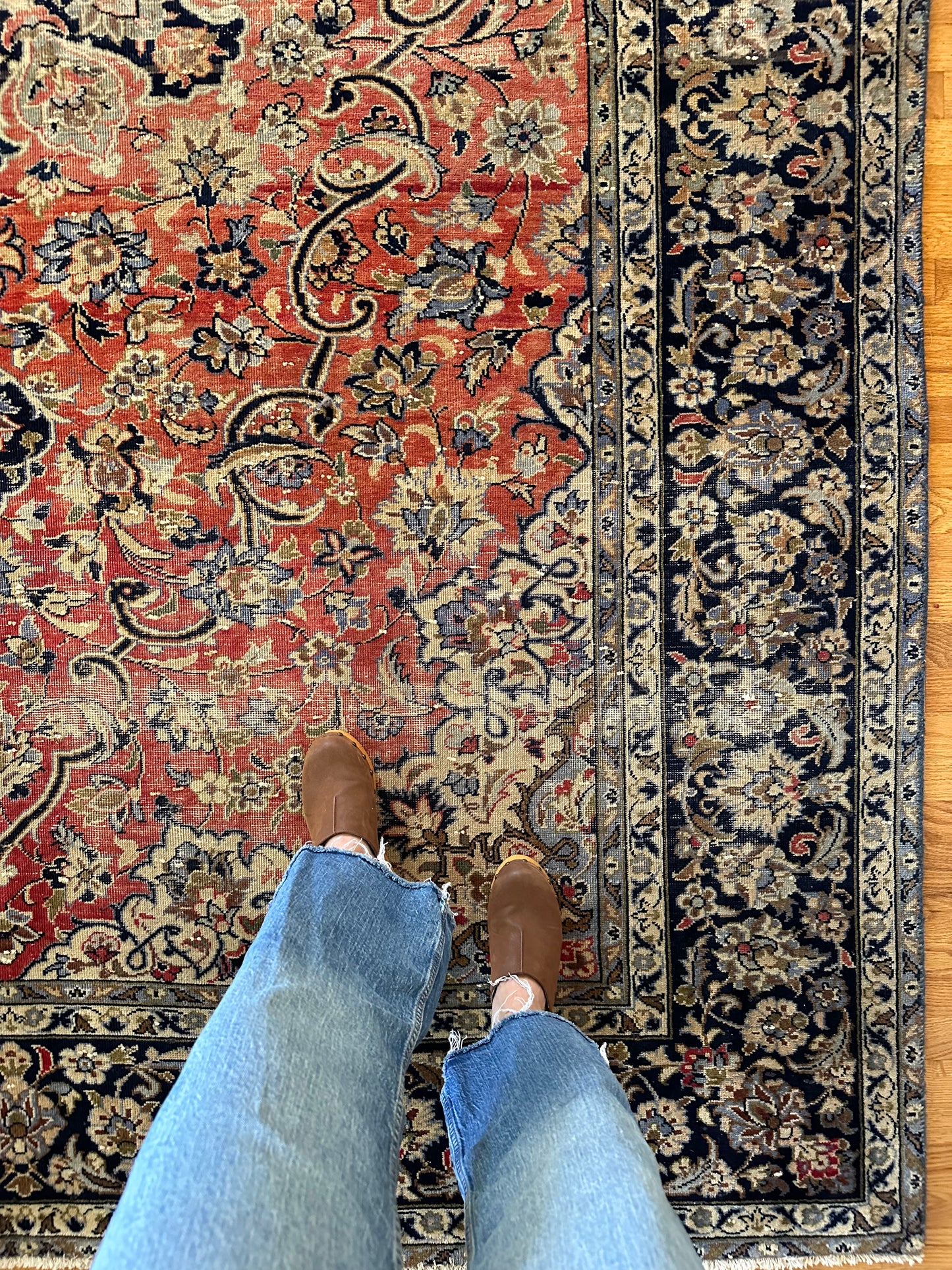 Rosewood Kashan - Vintage Hand-Knotted Persian Kashan Wool Rug - 11'8" x 8'