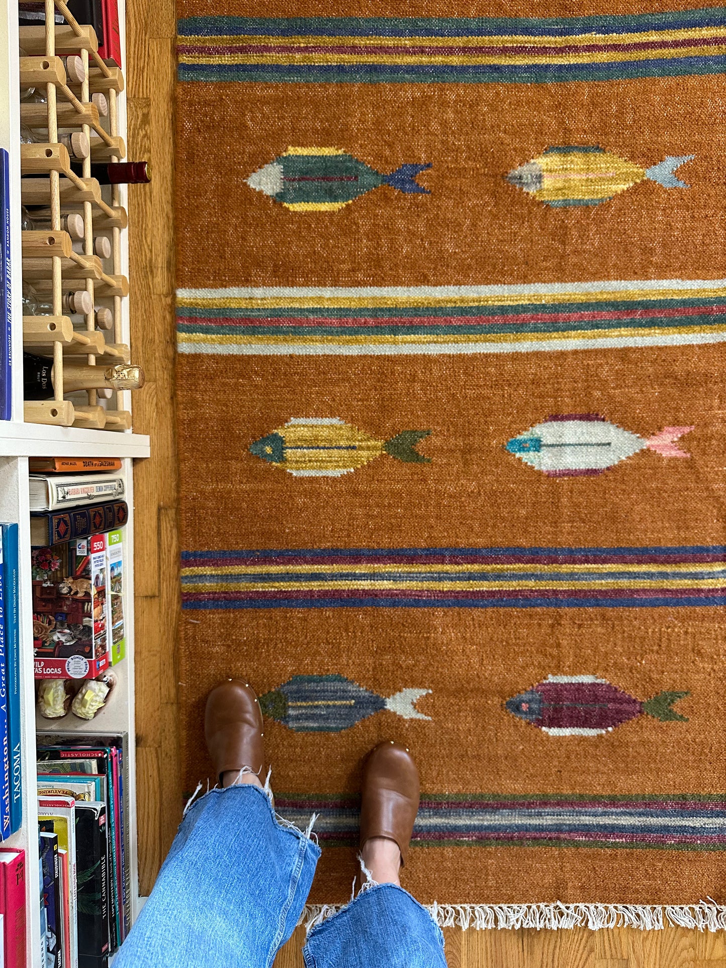 Modern Wool Flatweave Fish Rug - 3 x 5