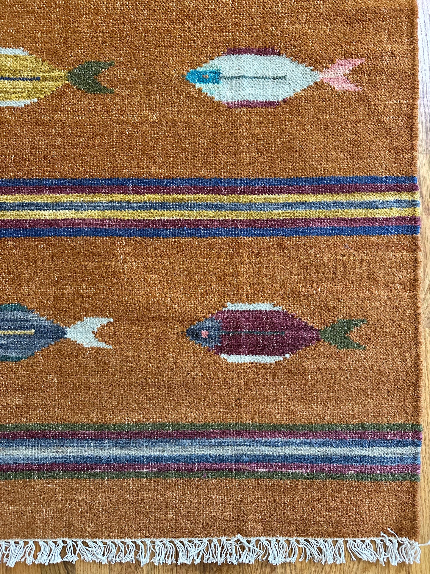 Modern Wool Flatweave Fish Rug - 3 x 5