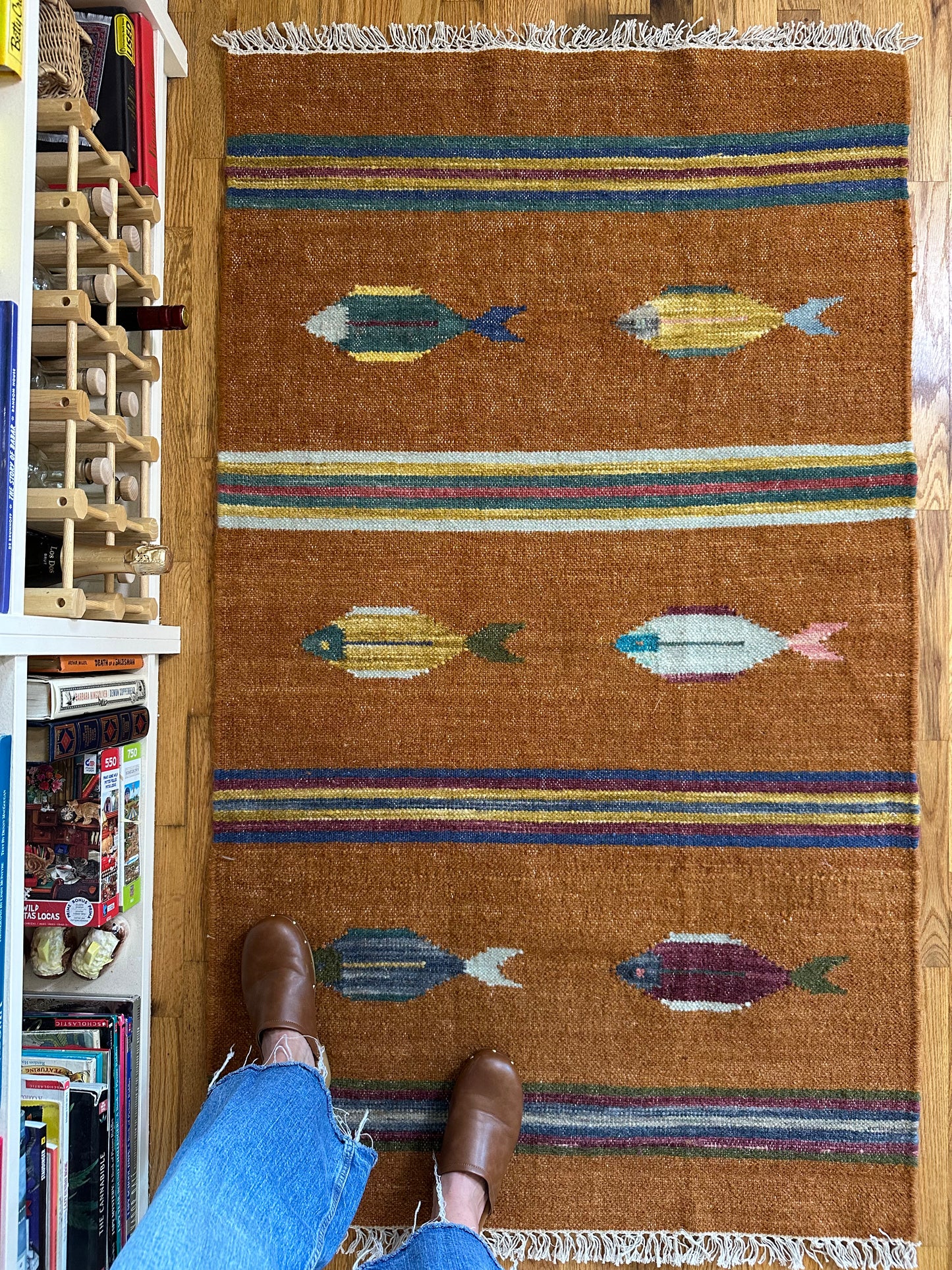Modern Wool Flatweave Fish Rug - 3 x 5