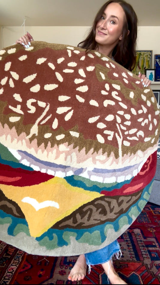 The Burger Joint - Modern Hand-Tufted Wool Cheeseburger Rug - 4 x 4