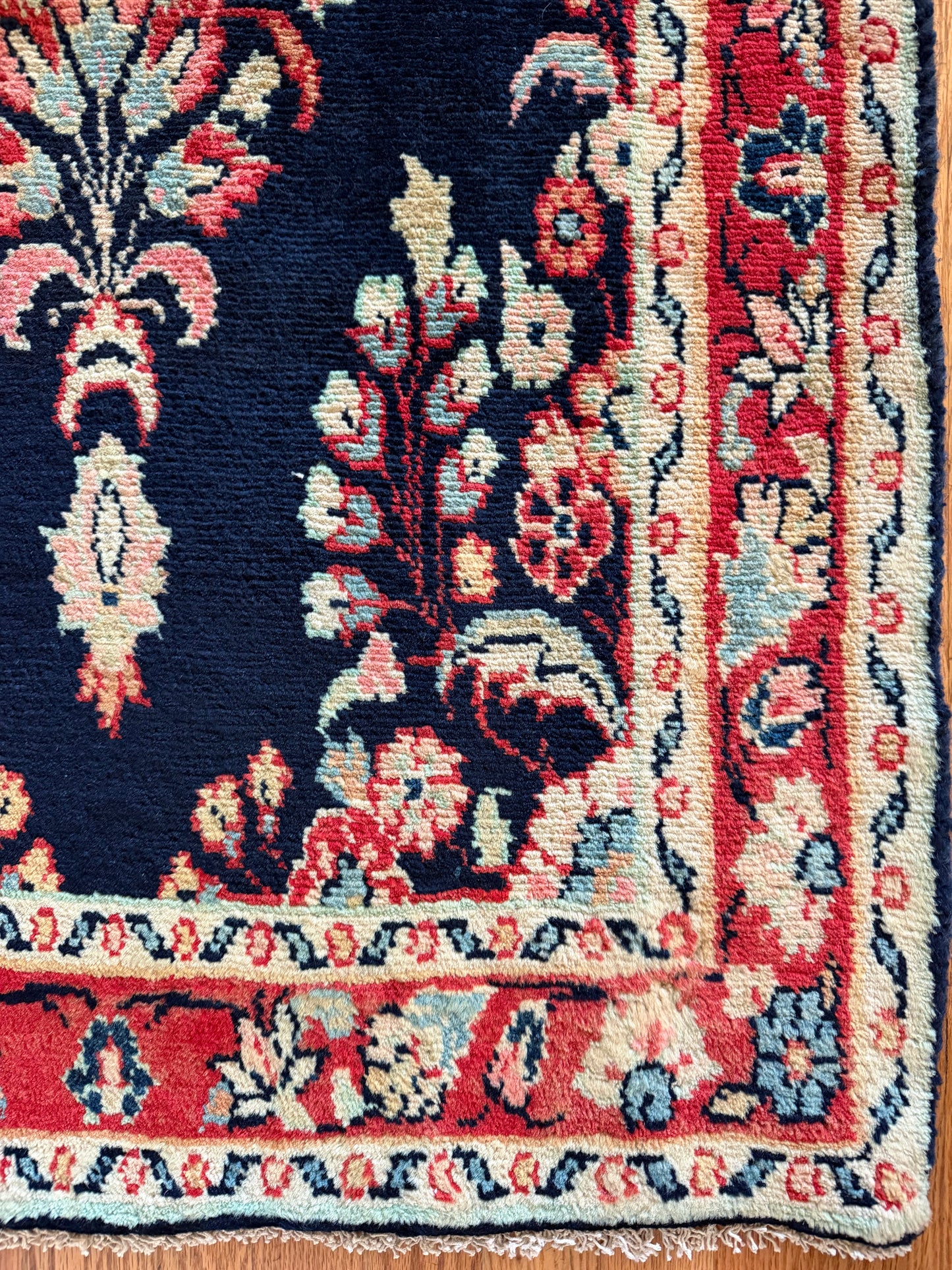 Midnight Bloom | Vintage Hand-Knotted Runner • 2'6" x 12'5"